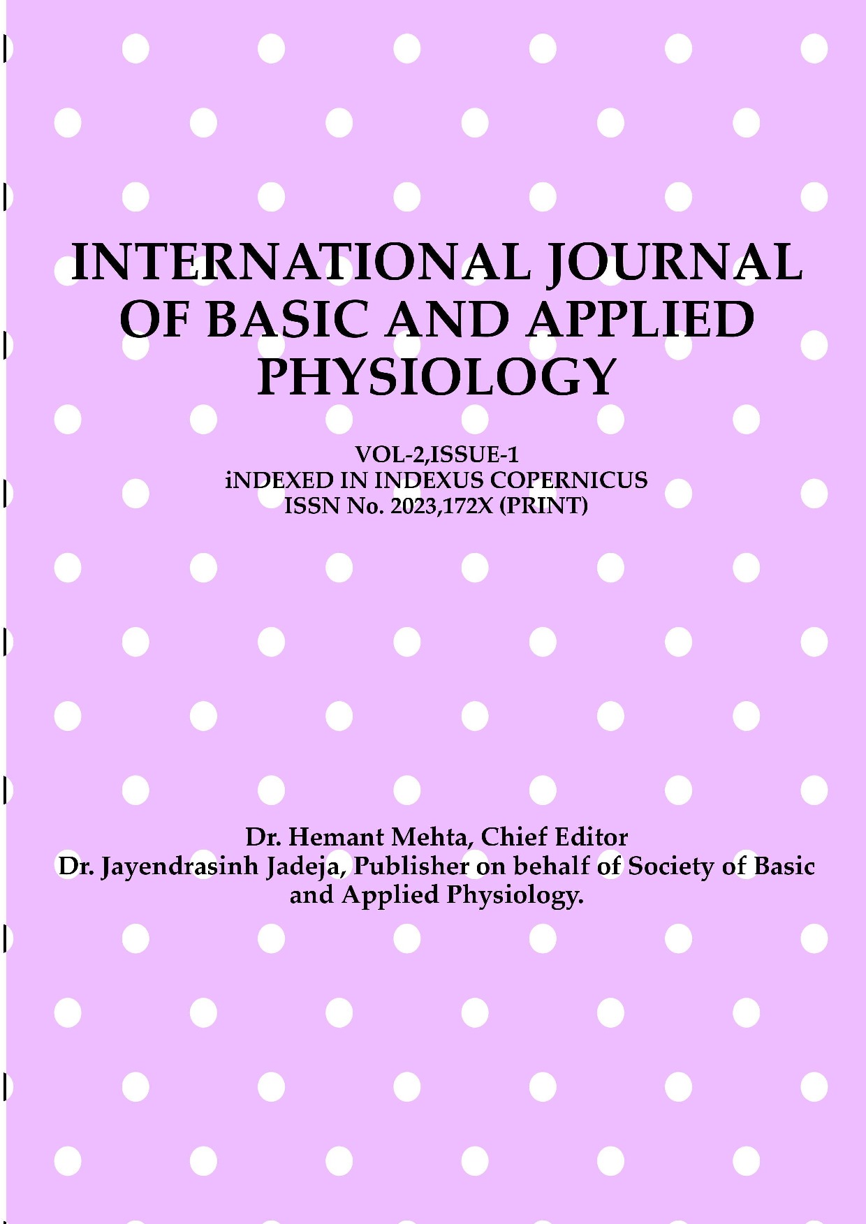 International Journal Of Basic and Applied Physiology, Vol.2,Issue.1 International Journal Of Basic and Applied Physiology, Vol.2,Issue.1