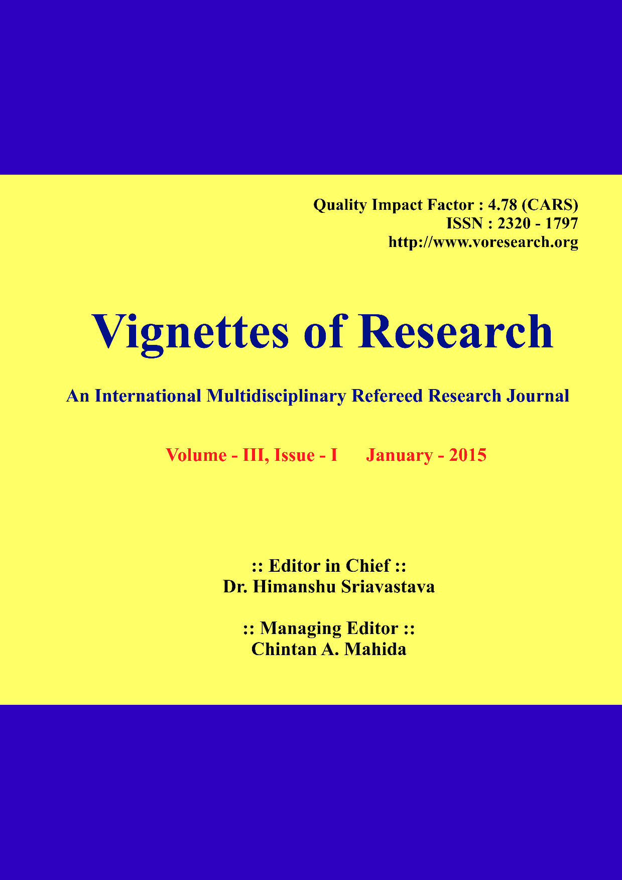 of Research (Vol III, Issue I) January 2015