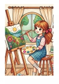 Cozy girl space colour book